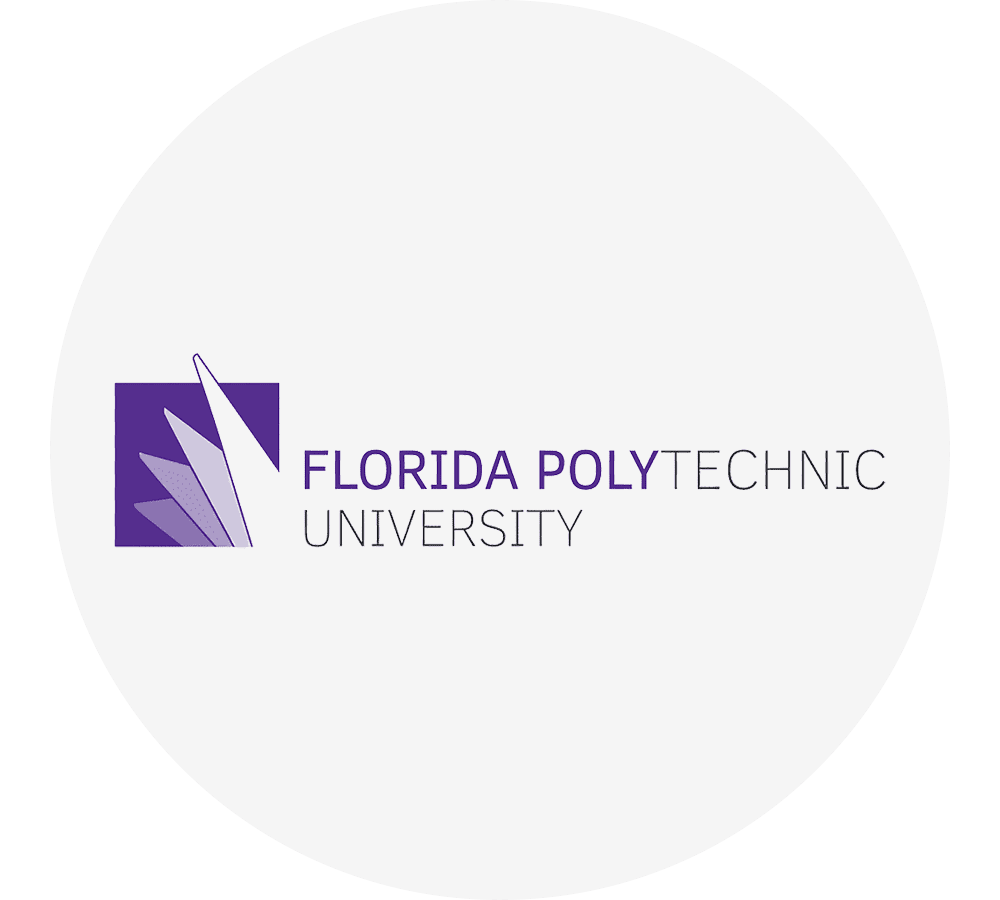 florida-polytechnic-university-logo-sita. Florida Polytechnic University logo with purple geometric emblem and text.