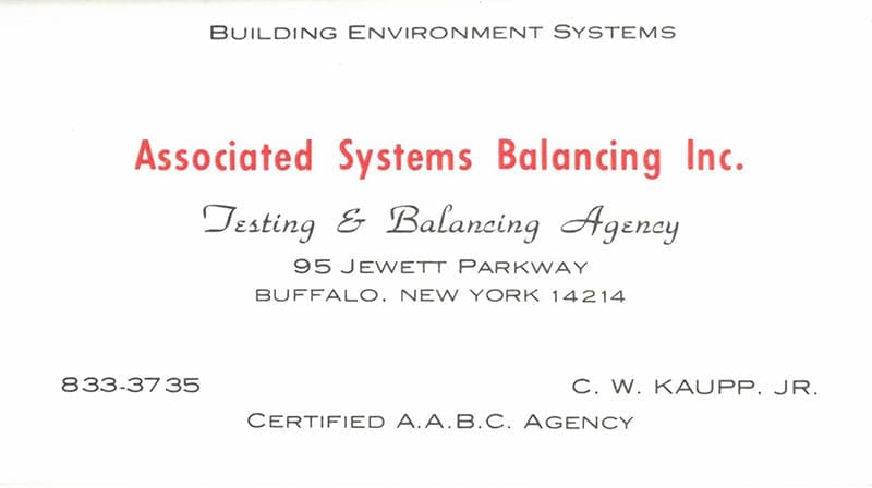 associated-systems-balancing-inc-vintage-business-card-sita. Associated Systems Balancing Inc. vintage business card