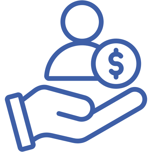 hand-holding-person-dollar-coin-icon-sita. Hand holding a person with dollar coin icon