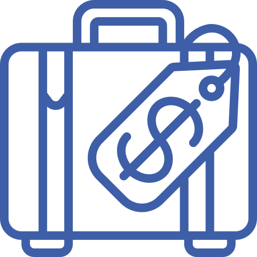 briefcase-dollar-price-tag-icon-sita. Briefcase with dollar sign price tag icon